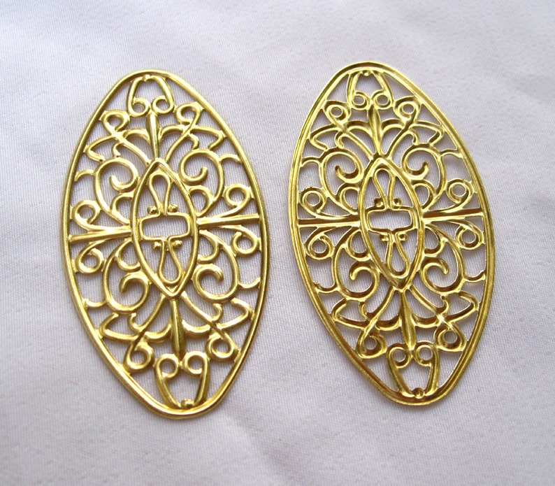 10pcs Oval Brass Stamping Filigree Jewelry Findings DIY Crafts Etsy