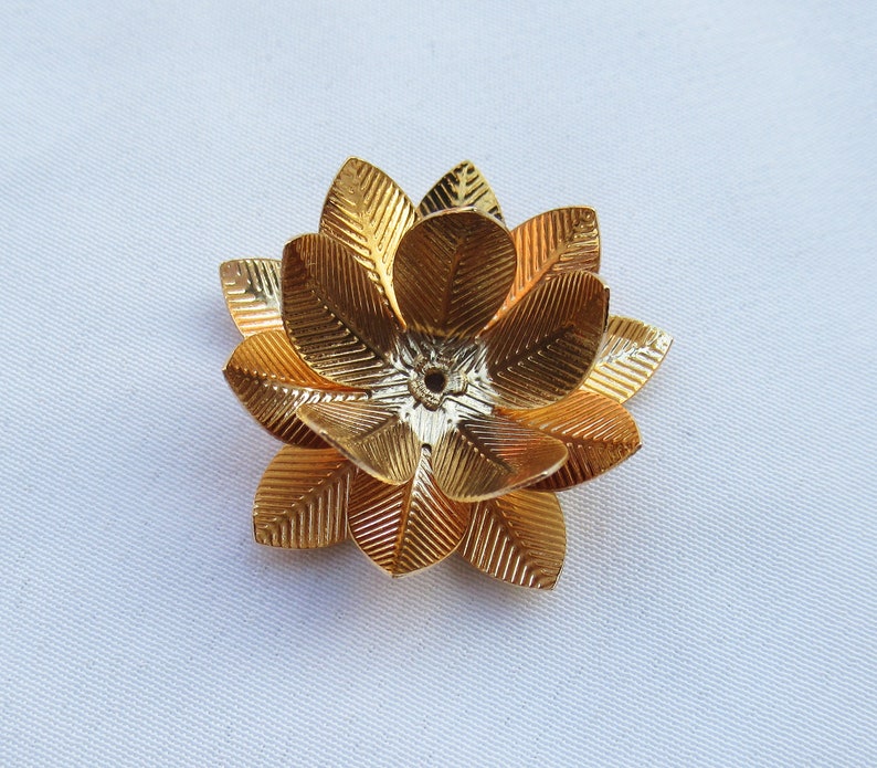 3pcs Lotus 27mm Plated Brass Filigree Flower Silver KC Gold Color Pick