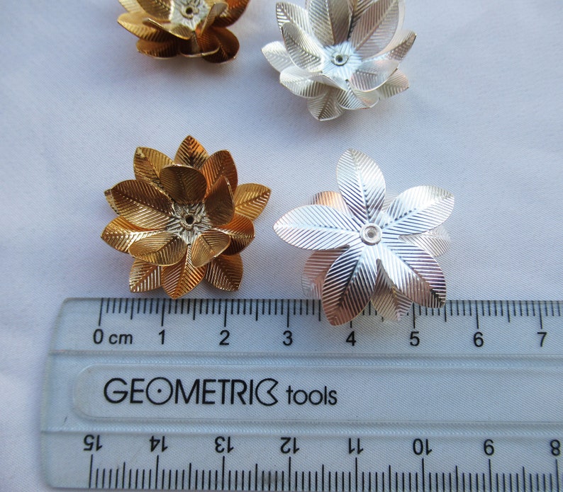 3pcs Lotus 27mm Plated Brass Filigree Flower Silver KC Gold Color Pick