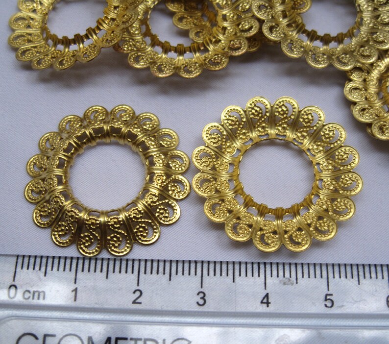10pcs Brass Filigree Findings for Jewelry Making Golden Etsy