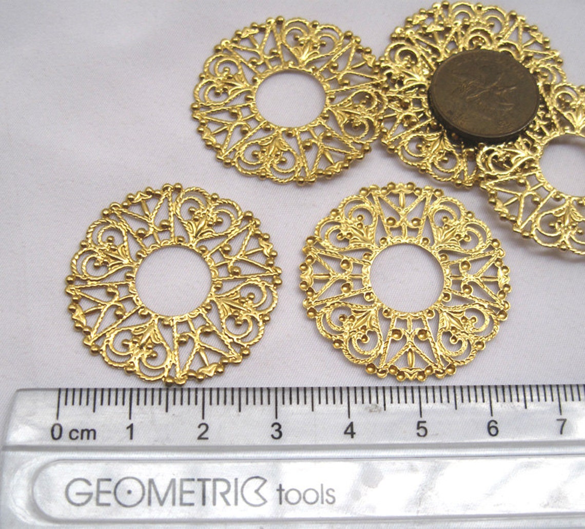10pcs Stamping Filigree Raw Brass Findings Flat Decorating Etsy