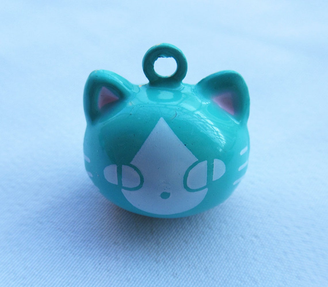 8 Pcs Cute Cat Jingle Bells W/ Pink Ears 19mm Bronze Charm Etsy