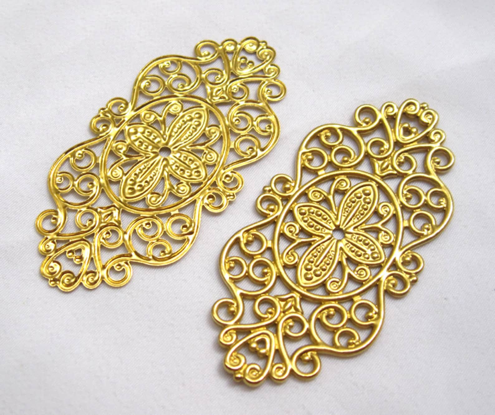 8pcs Brass Stampings Filigree Golden Findings for Jewelry Etsy