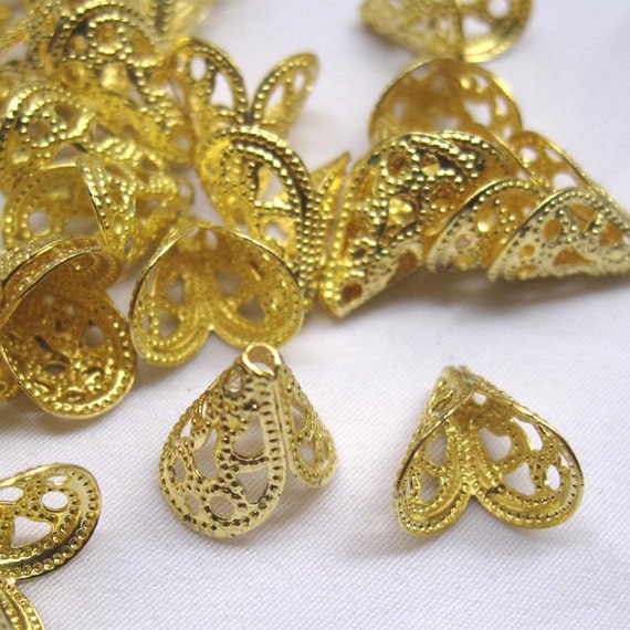 12pcs Elegant Bead Cap in Gold Raw Brass Jewelry Findings Etsy