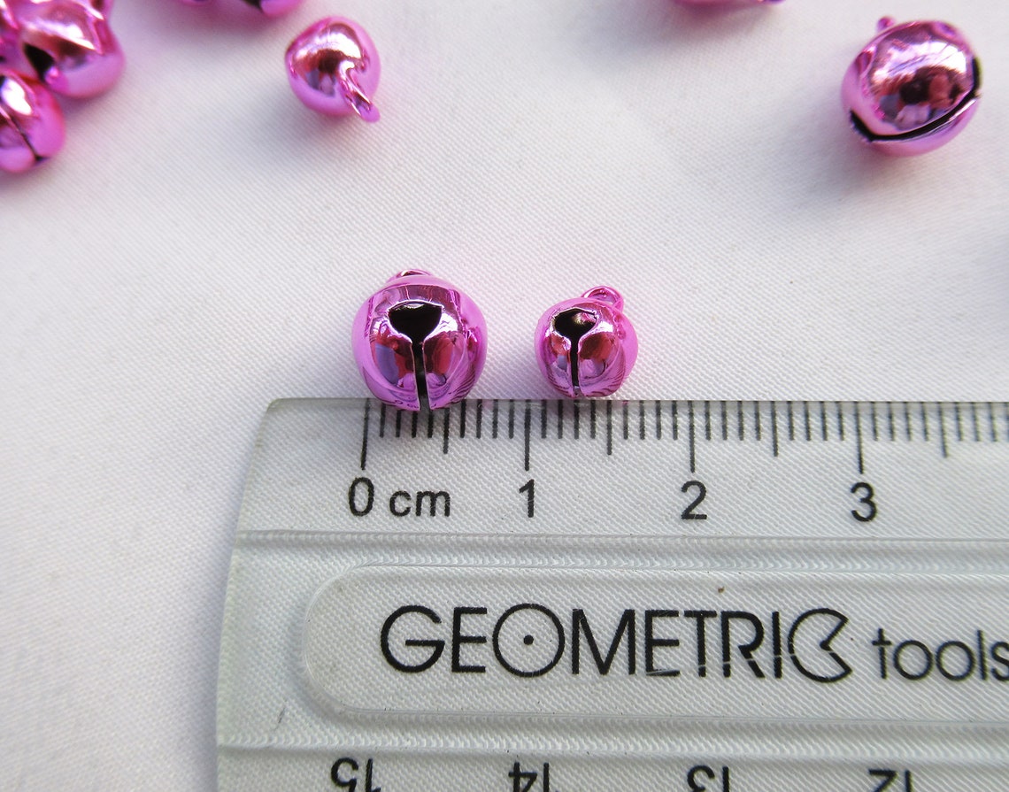 50pcs Deep Pink Jingle Bells Bronze Small End Charm Bead Etsy