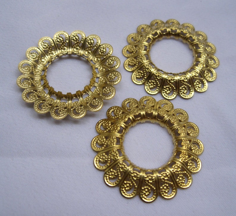 10pcs Brass Filigree Findings for Jewelry Making Golden Etsy