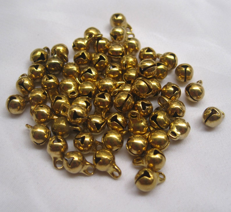 100pcs 6mm Raw Brass Jingle Bells Charm Findings in Gold B001 Etsy