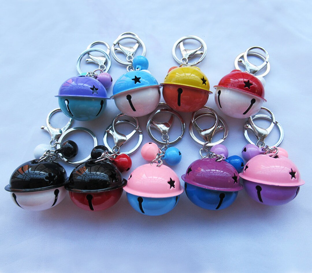 Two Tone Jingle Bell Keychain Silver Clasp & Split Ring Bell Etsy