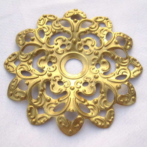 6pcs Flower Filigree 47mm Brass Findings for Jewelry Design bf219