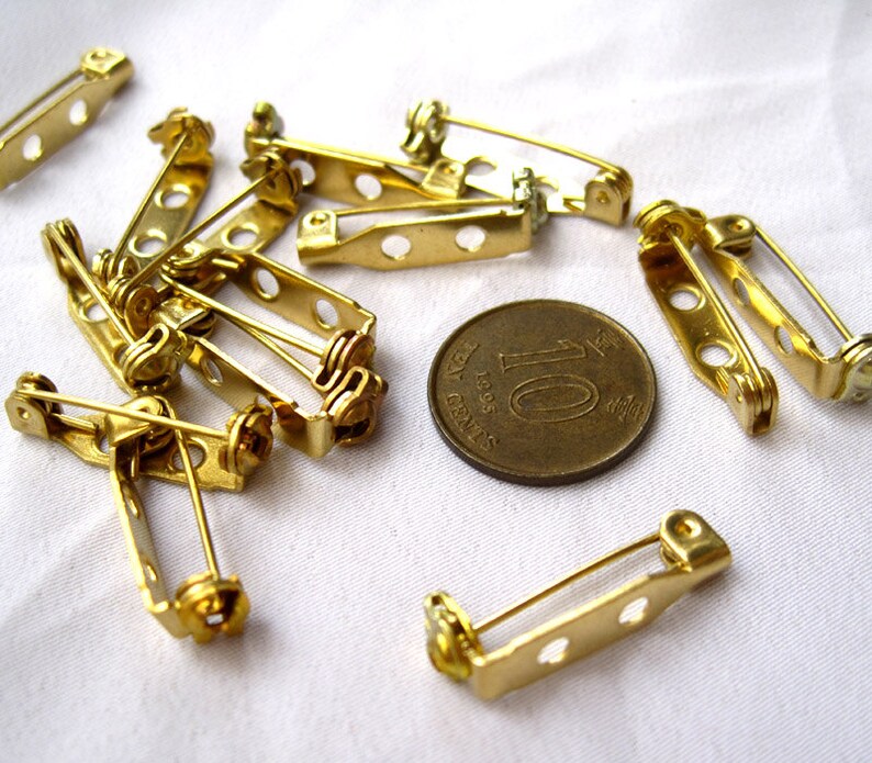 10pcs Golden Brass Brooch Pin Back Base 20mm T040 Etsy