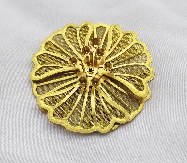 2 pcs Brass Filigree Flower 42mm Handmade Findings f142