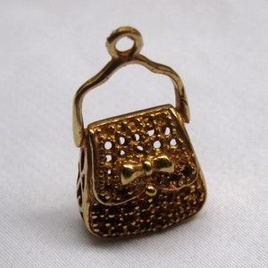 2pcs Raw Brass Bag Charms for Jewelry Design Golden Metal Findings Filigree bf068