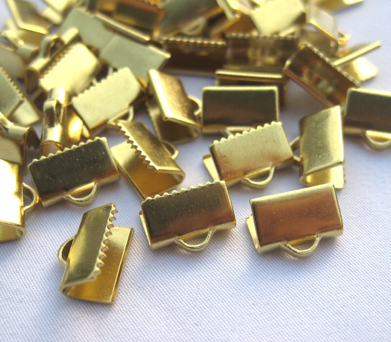 20pcs Leather End Brass Crimp Clasps for Leather Cord Ribbon Etsy