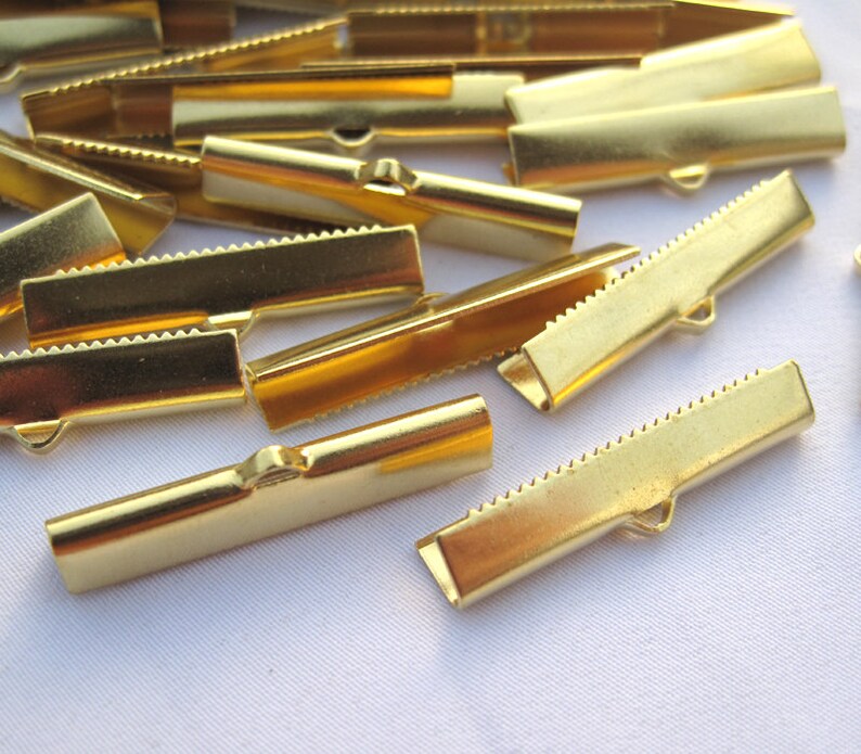 10pcs 30mm End Clips Brass Crimp Clasps for Leather Cord Etsy