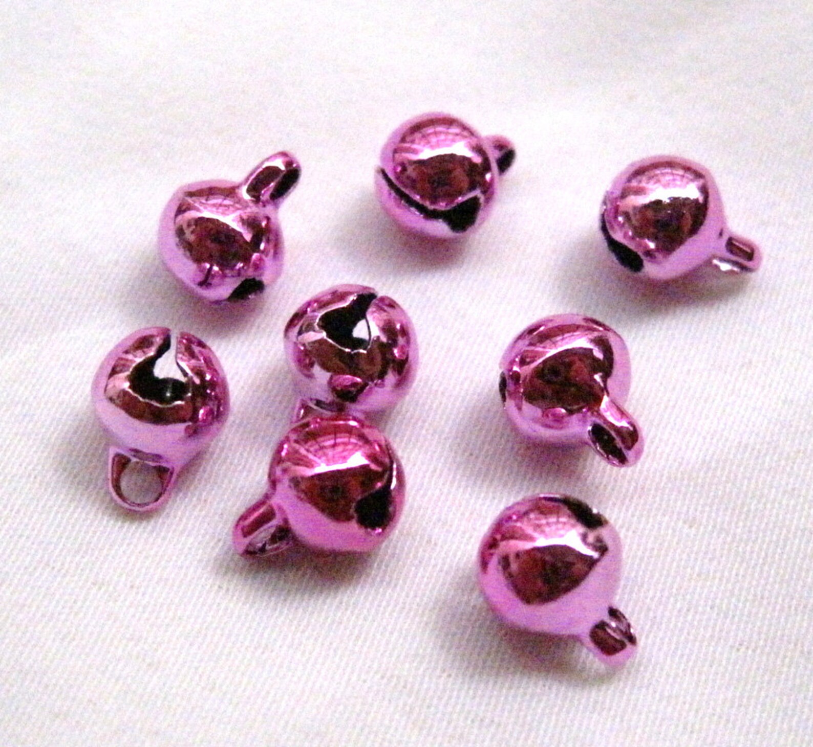 50pcs Deep Pink Jingle Bells Bronze Small End Charm Bead Etsy