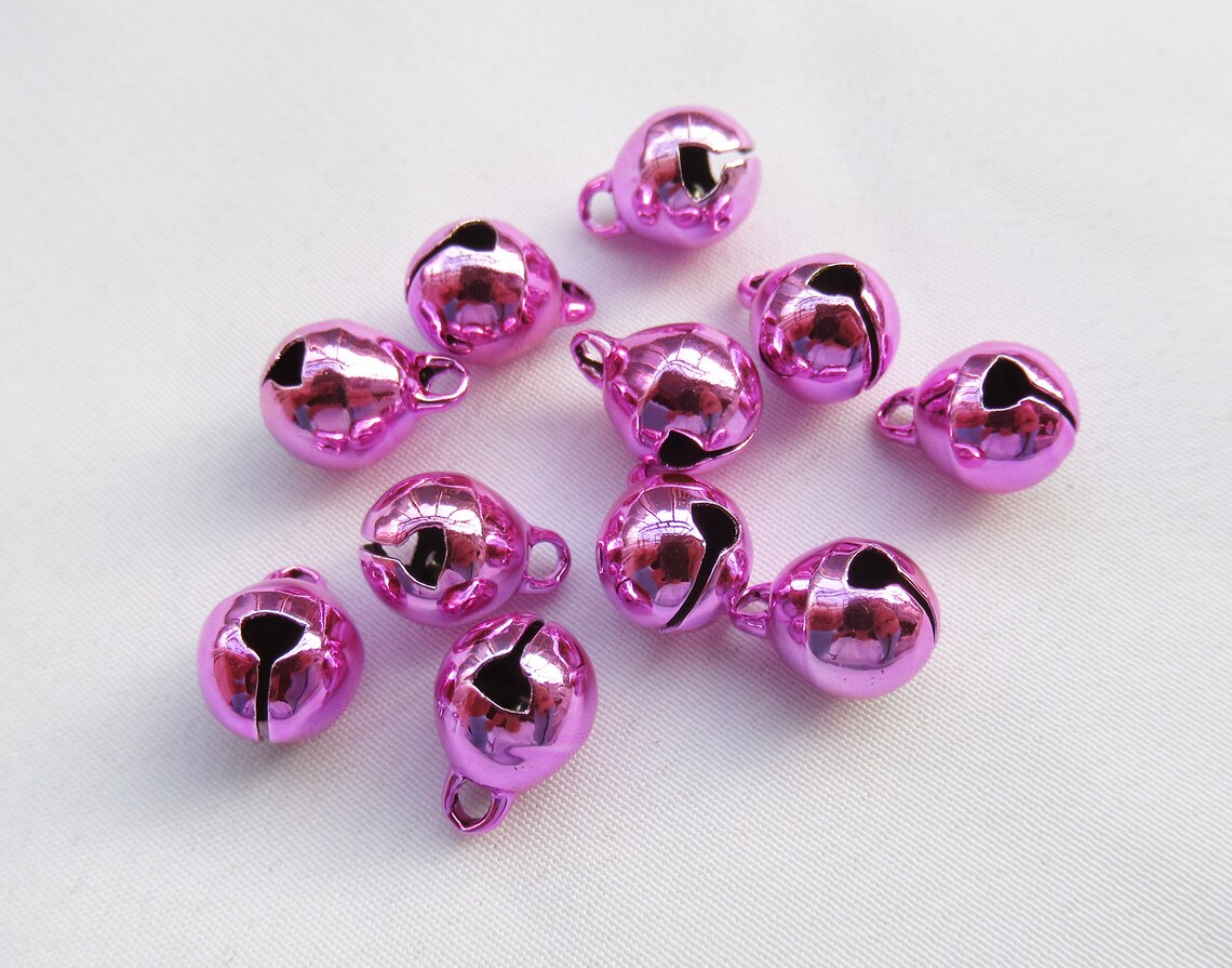 50pcs Deep Pink Jingle Bells Bronze Small End Charm Bead Etsy