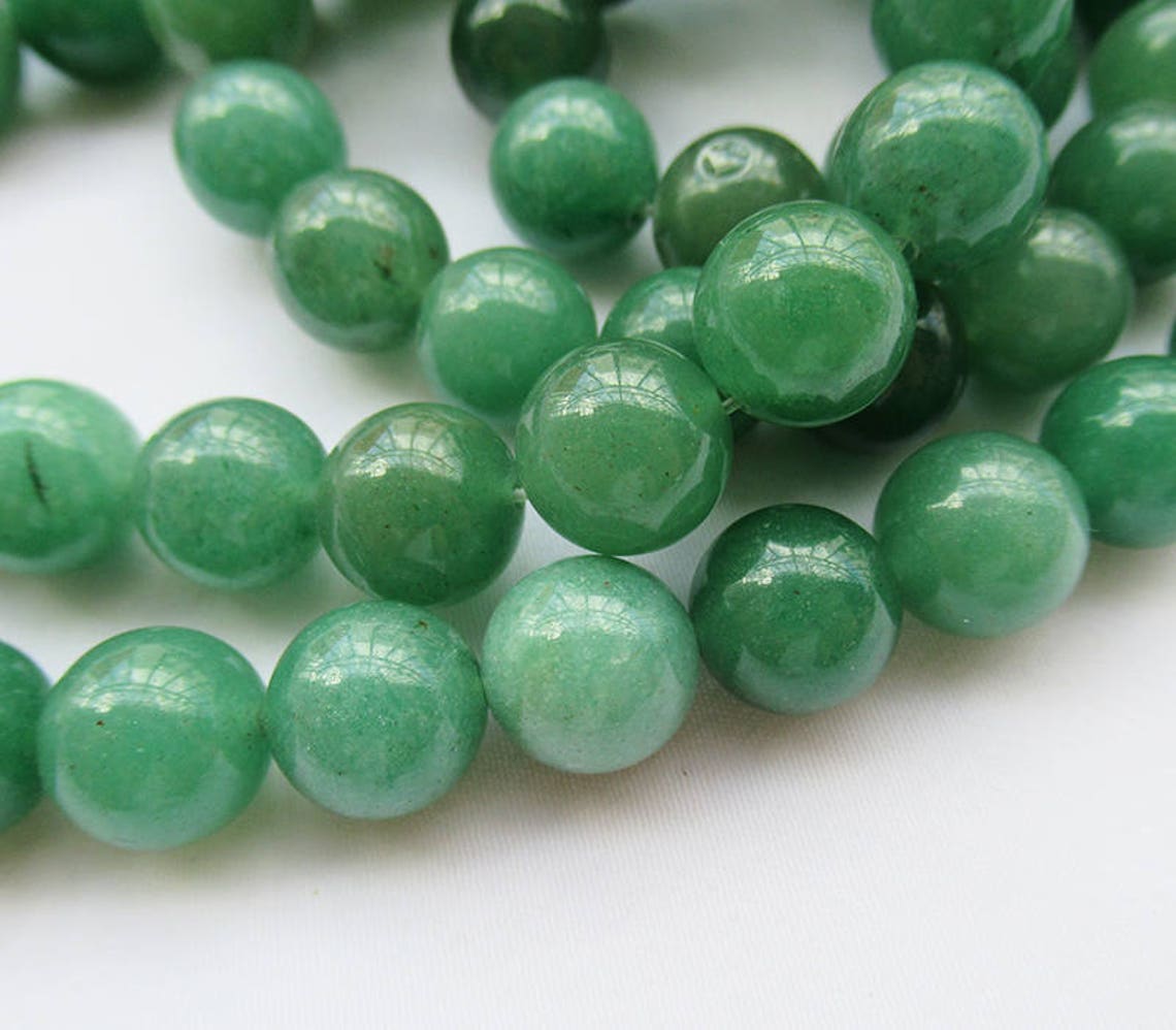 Green Aventurine Beads 10mm Round Smooth Beads Stone Strands Etsy