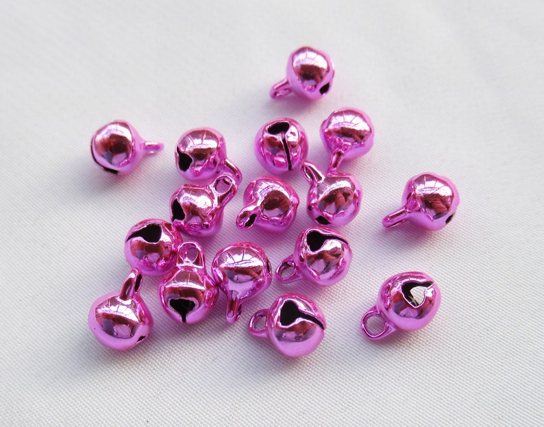 50pcs Deep Pink Jingle Bells Bronze Small End Charm Bead Etsy