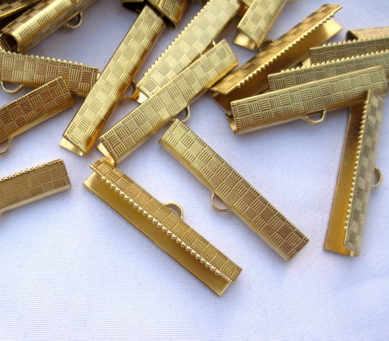 10pcs Textured Crimp Clasps Brass End Clip for Leather Cord Etsy