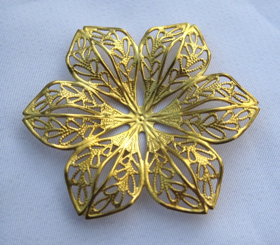 2 pcs Brass Filigree Flower 42mm Handmade Findings f142