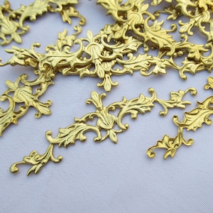 18pcs Lianas Brass Plant Filigree Finding 52x16mm Brass Stampings bf271