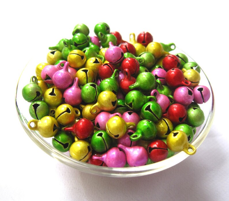 50pcs Jingle Bells in Plastic Beads Tiny End Charm for Etsy