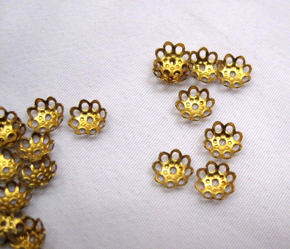 300x 6mm Golden Filigree Flower Bead Caps Jewelry Making Findings DIY Crafts  