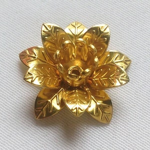 5pcs 15mm Metal Flower Raw Brass Vintage Style Handmade Craft Supplies f061