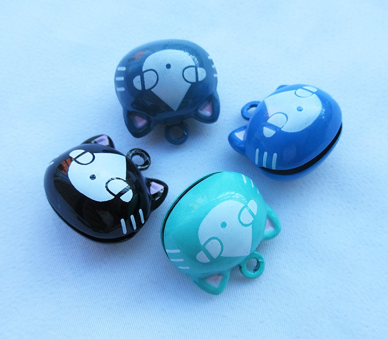 6pcs Cute Cat Jingle Bells W/ Pink Ears 19mm Bronze Charm B101 Etsy