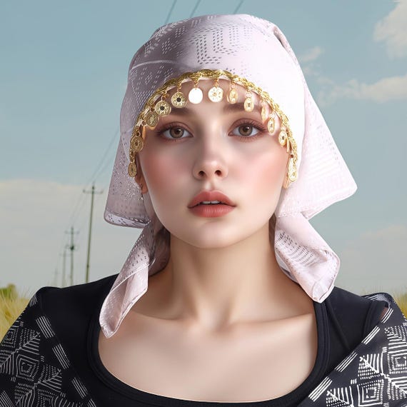Handmade Chiffon Head Scarf, Vintage Style Hijab … - image 8