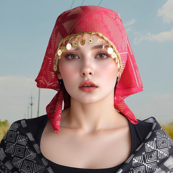Handmade Chiffon Head Scarf, Vintage Style Hijab … - image 6