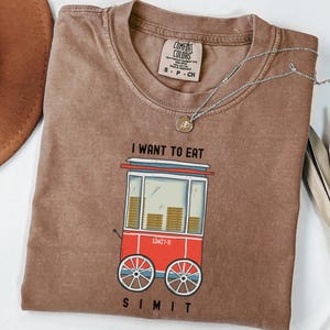 シミットカートTシャツ - イスタンブールストリートフードシャツ - レッドシミットカートグラフィックTシャツ - トルコ文化の美的トップス - ユニセックスギフトアイデア