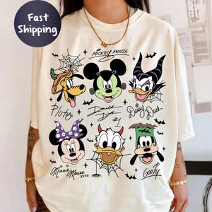 Comfort Colors Coquette Bow Mickey & Friends Halloween Shirt, Retro Disney Halloween Tee, Mickey&#39;s Not So Scary Party Family Matching Shirt