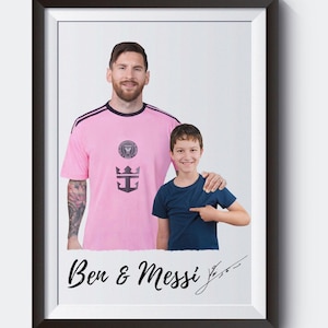 Personalized Messi Soccer Portrait with Messi signature Leo Messi , Custom Graduation Gift, Birthday Gift, Soccer football Gift, Messi Gift