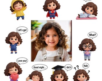 Pegatina fotográfica personalizada – Ilustración de personaje personalizada, adorno para tarta