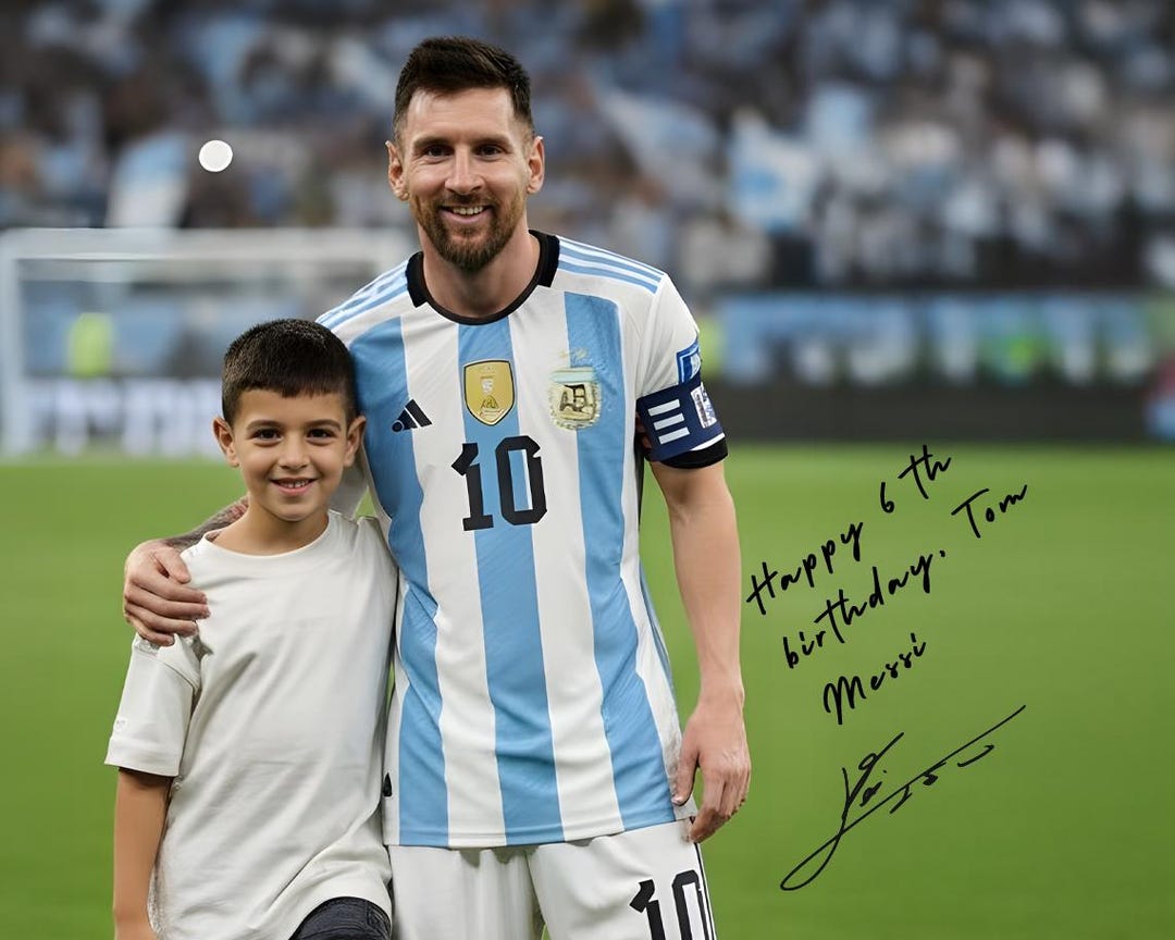 Personalized Messi Soccer Portrait, Signature, Custom Digital Art ...