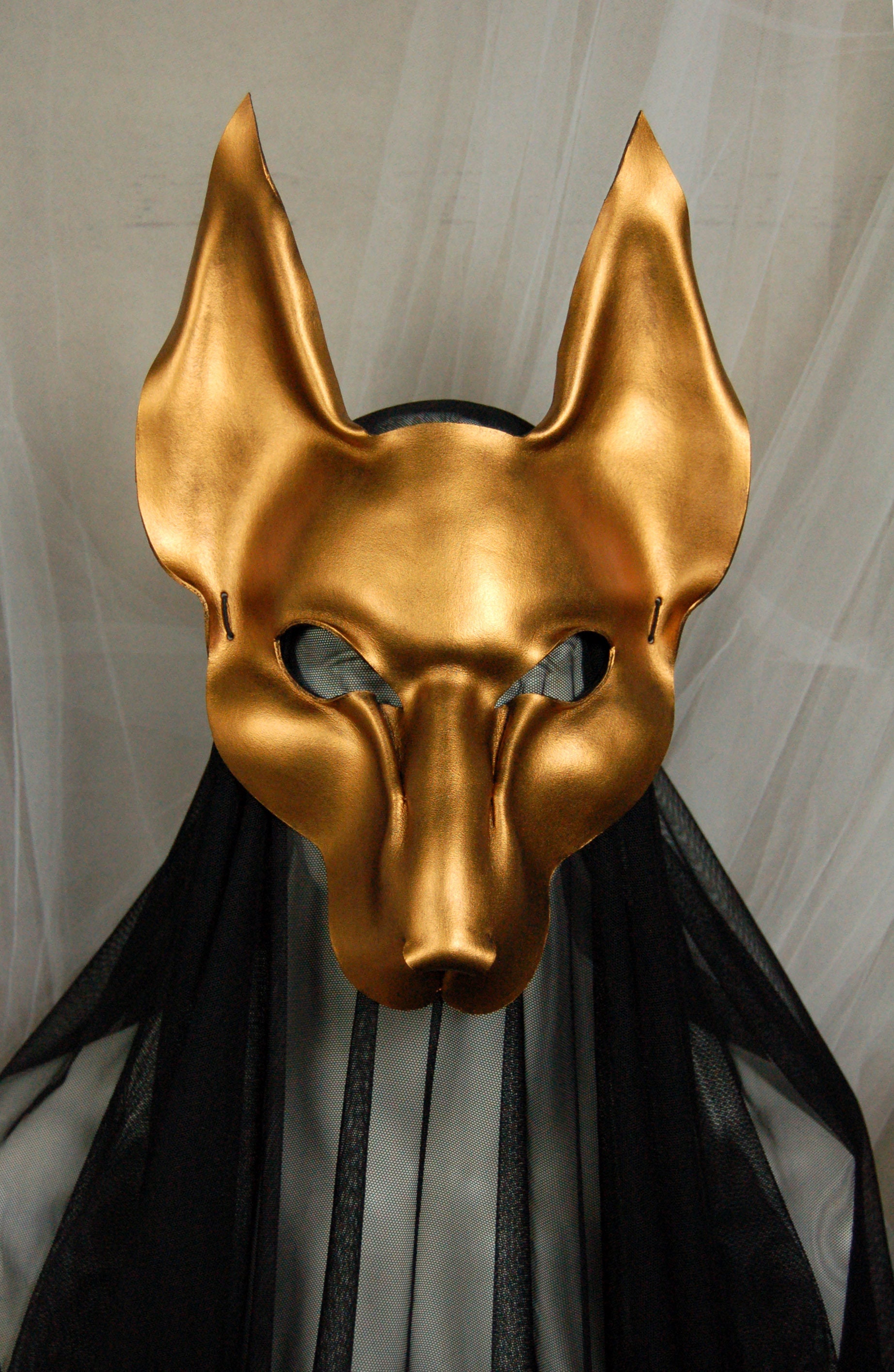 Leather Mask of Anubis in Gold - Etsy
