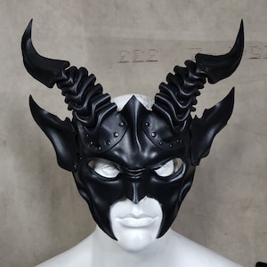 Krampus goat horned mask in black Made to Order