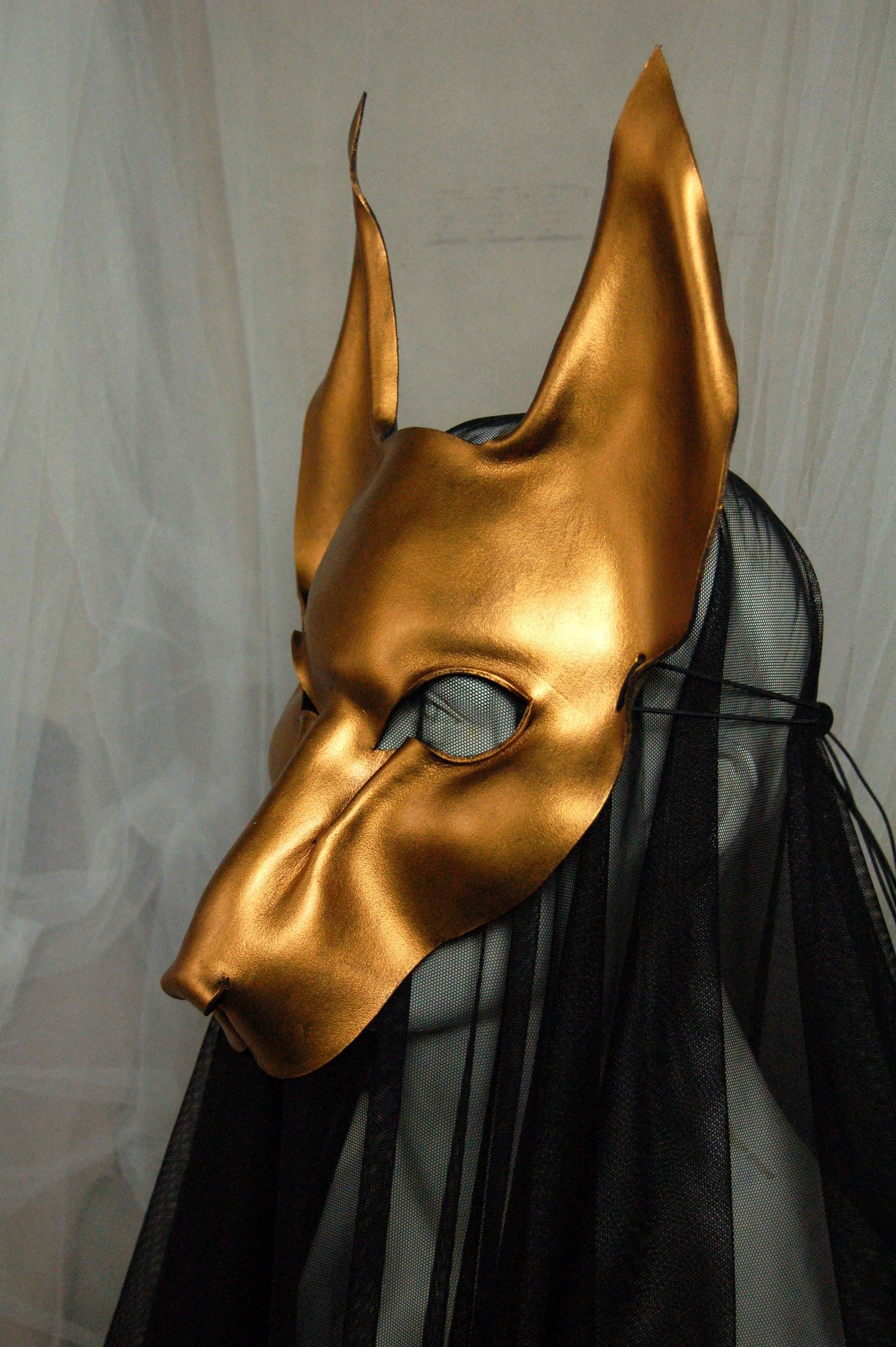 Leather Mask of Anubis in Gold - Etsy