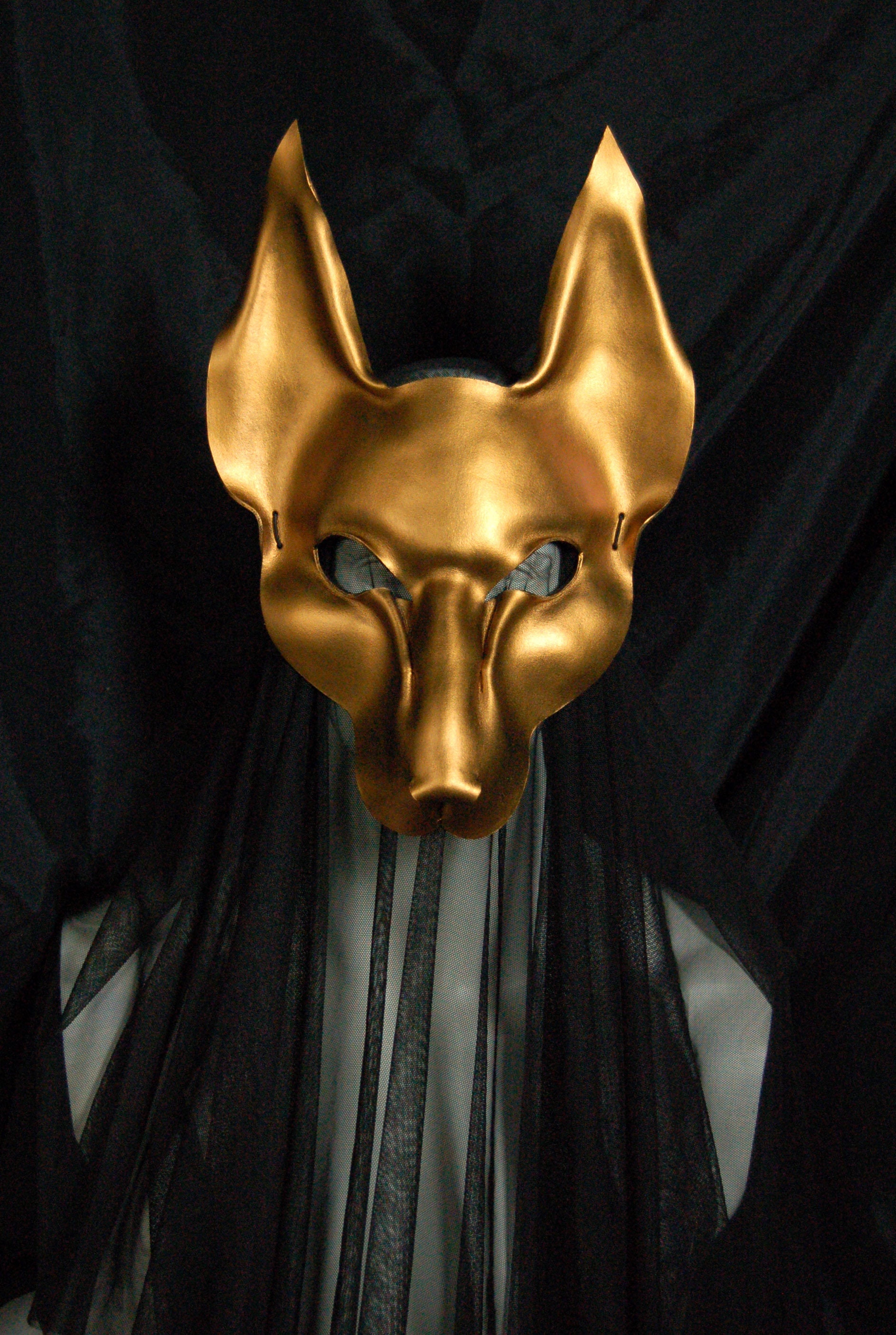 Leather Mask of Anubis in Gold - Etsy