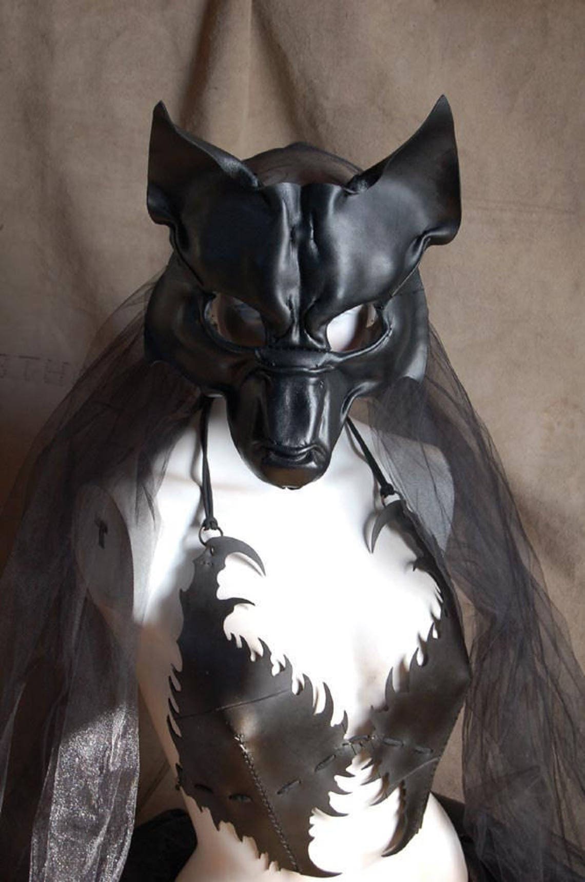 Leather Mask of Black Wolf Werewolf Lycan | Etsy