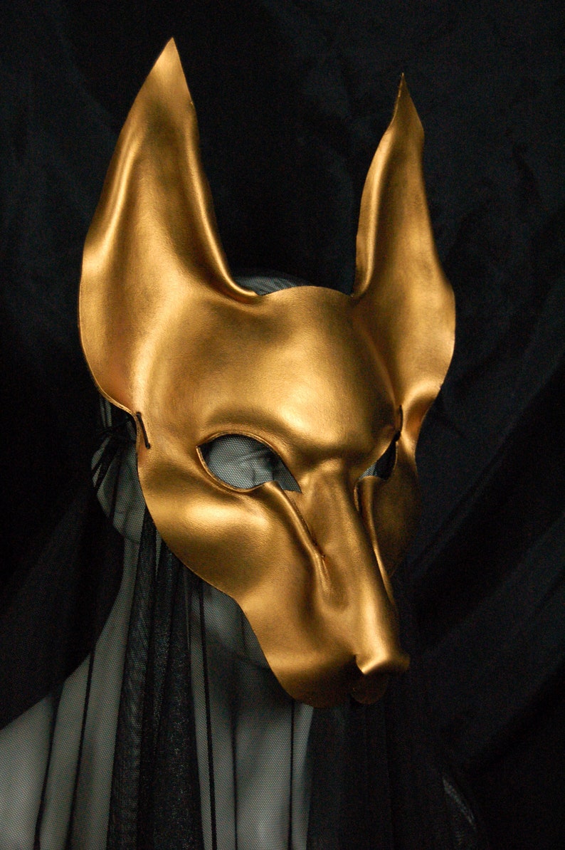 Leather Mask of Anubis in Gold - Etsy