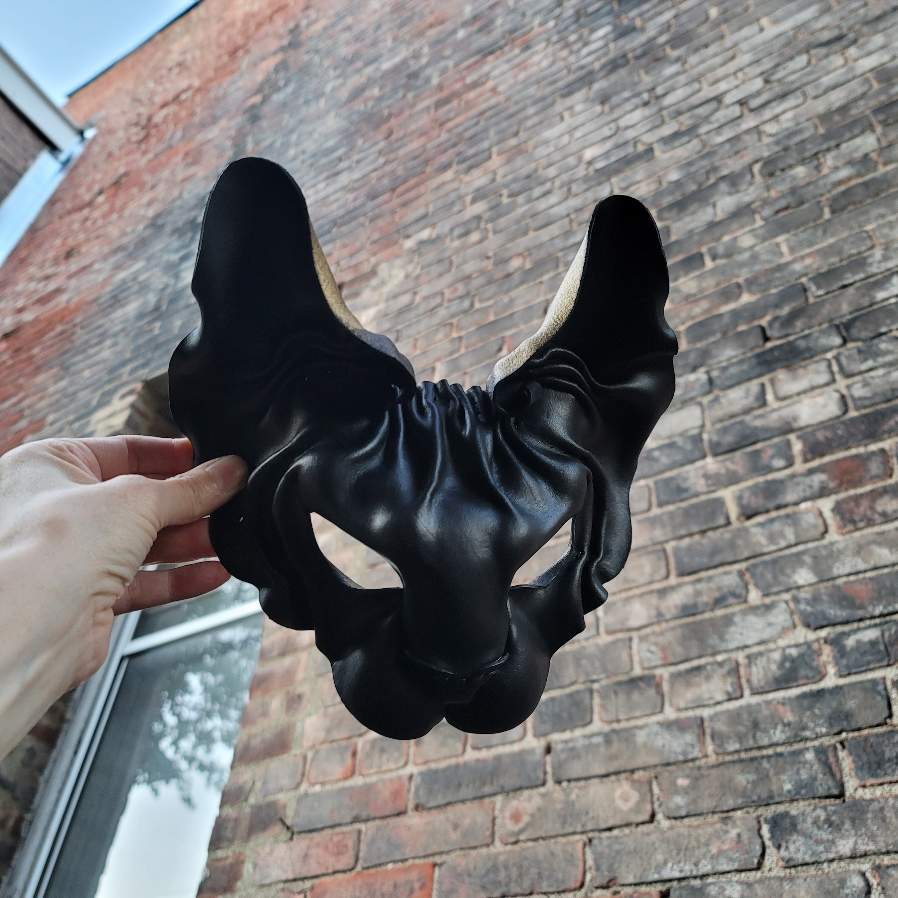 Made to order Sphynx cat leather mask black