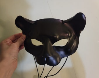 Leather mask of black panther cat *Ready to ship*