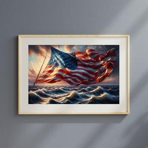 American Flag Oil Painting – Patriotic Wall Art for 4th of July, Independence Day Decor, Hand-Painted USA Flag Canvas