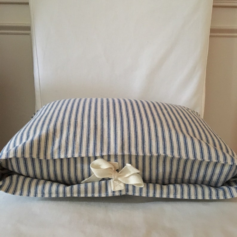 Ticking Pillow Cover Blue Ticking Pillow Throw Pillow Blue Etsy