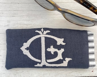 Monogram Eyeglass Case: Personalized Linen Sunglass Sleeve