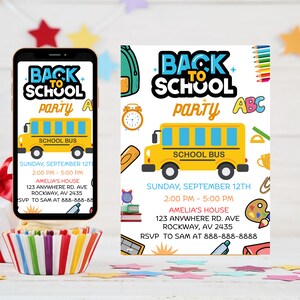 Back to School Party Invitation Template, End of Summer Party Invite, Back to School Invitation, So Long Summer Party, Hello School Party