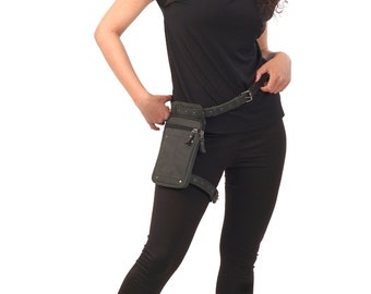 Leg Holster Thigh Bag Utility Belt Black Leather Festival Belt Bag Fanny Pack