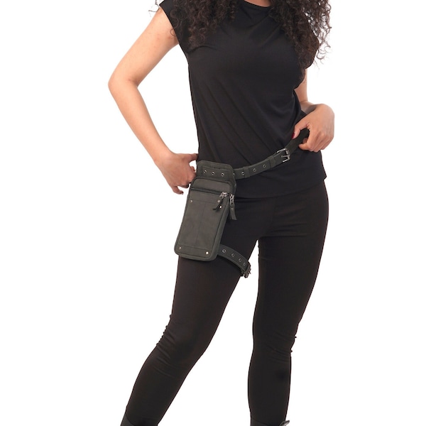 Leg Holster Thigh Bag Utility Belt Black Leather Festival Belt Bag Fanny Pack